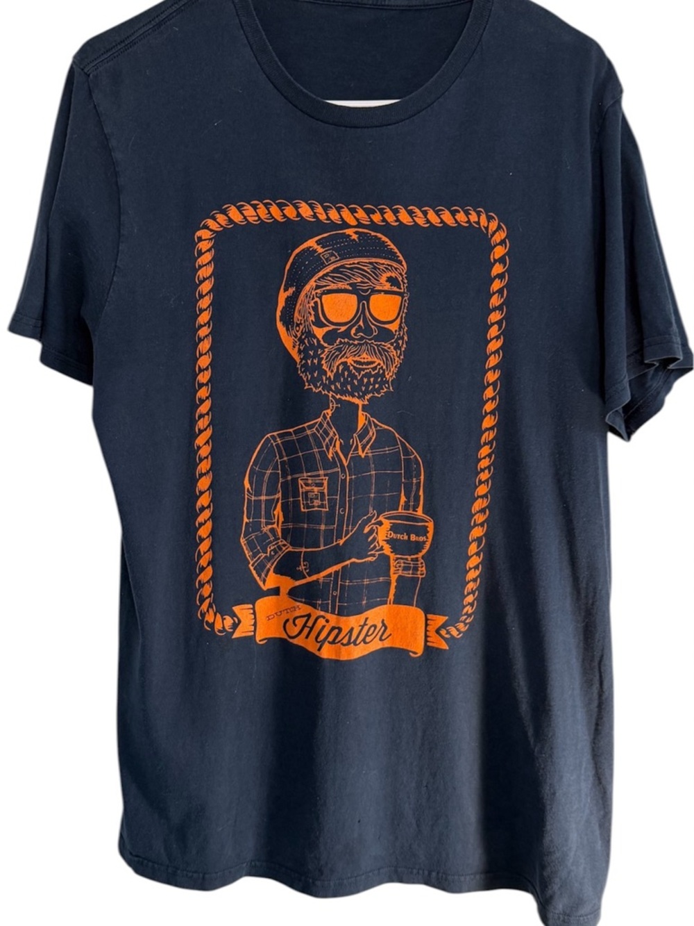 Dutch Bros MEDIUM Navy w/Orange “Dutch Hipster” Vintage + RARE DB 1992